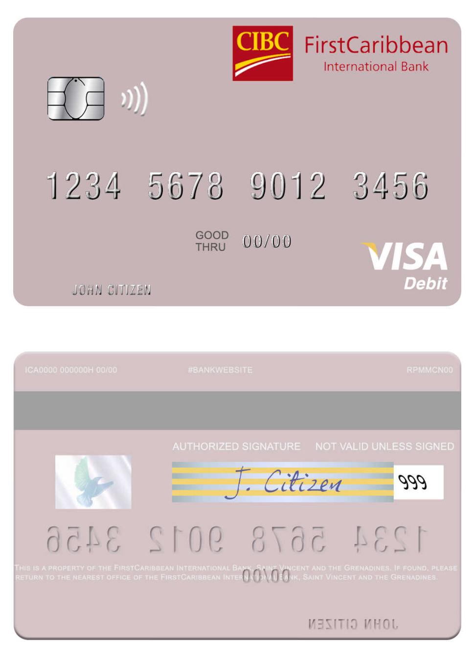 Saint Vincent and the Grenadines FirstCaribbean International Bank visa debit card